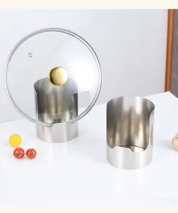 Supporto per coperchio pentola in acciaio inossidabile e poggiapiatto per utensili da cucina