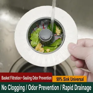 Filtre d'evier de cuisine bouchon de vidange anti-odeur avec panier pour evier de maison