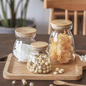 High Borosilicate Glass Storage Jar With Bamboo Lid Sealed Food Canister Transparent Kitchen Grain Tea Container