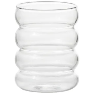 Clear borosilicate glass coffee cup with wavy ripple design for daily home use