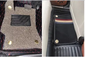 Tapis de sol de voiture universels double couche avec boutons dorés de luxe protection