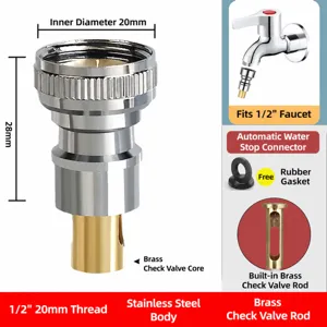 Detail view of washing machine faucet brass adapter valve internal structure and sealing core.
