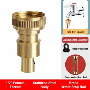 Close-up of brass washing machine water tap adapter inner core and thread size details.
