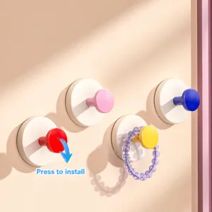 Colorful suction cup wall hook punch-free plastic hooks for bathroom kitchen home storage