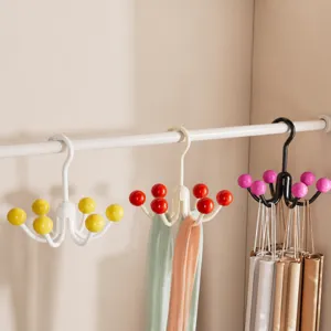 Multi-Functional 6-Claw Rotating Hook ABS Plastic Wardrobe Storage Rack 360 Degree Rotation Organizer Hook