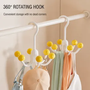Six-claw rotating multi-functional clothes hanger hook for home wardrobe storage organization