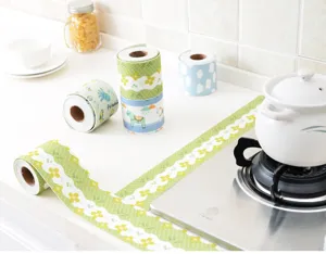 Waterproof kitchen tape detail showing anti-fouling surface and cute pattern design for gap sealing.