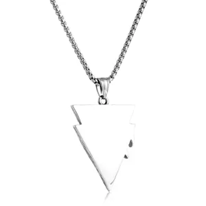 Stainless Steel Arrowhead Pendant Necklace Hip Hop Men Jewelry Fashion Silver Chain Gift