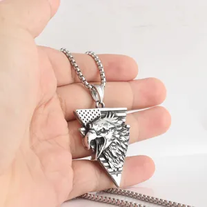 Men Titanium Steel Eagle Pendant Necklace Hip Hop Stainless Steel Jewelry Fashion Gift