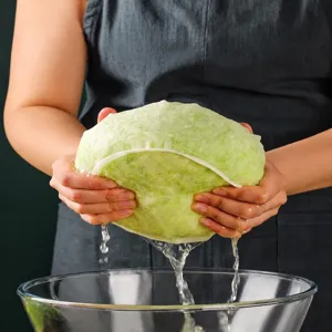 Large caliber drawstring vegetable dehydration bag fine mesh filter for kitchen food prep.