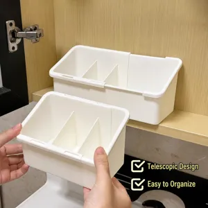 Expandable mirror cabinet organizer box for cosmetics and stationery desktop storage container