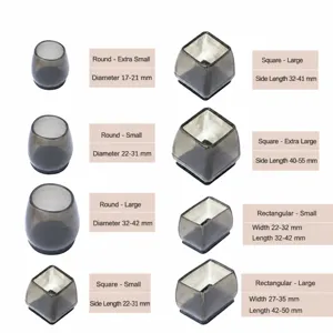 Silicone chair leg protectors size chart, furniture feet covers anti-slip floor pads.