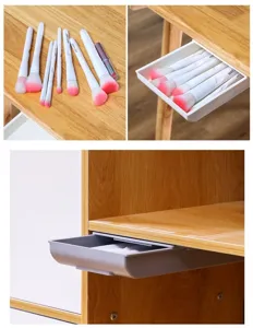 Hidden under desk drawer self adhesive storage box office stationery organizer 1pc