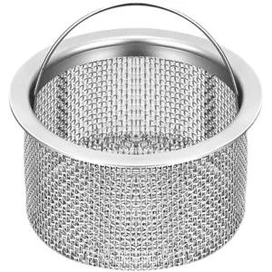 Passoire d'Évier de Cuisine en Acier Inoxydable avec Poignée Filtre de Drainage Anti-Colmatage Panier de Bassin