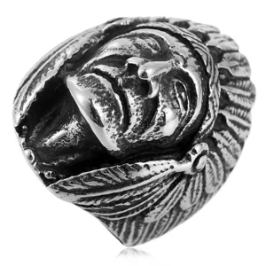 Bague Chef Indien en Acier Inoxydable Vintage pour Homme Bijou Biker Rétro Détail