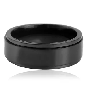 Schwarzer Edelstahl Spinner Ring Detail, minimalistisches breites Band für den täglichen Look.