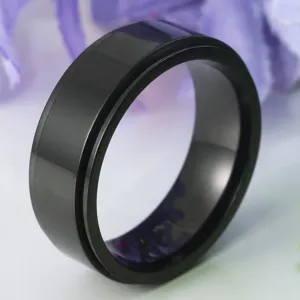 Minimalistischer Titanstahl Rotierender Ring Für Damen Herren Schwarz Schlicht Spinner Band Anti Stress Angst Fingerring Schmuck Geschenk