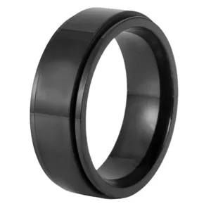 Schwarzer Titanstahl Spinner Ring Minimalistischer Antistress Ring Damen Schmuck