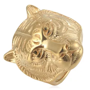 Vintage Titanium Steel Tiger Head Ring For Men Dominineering Punk Biker Animal Finger Ring Men's Jewelry Gold Silver Finger Ring