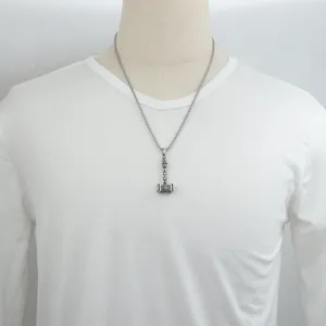 Men vintage stainless steel viking hammer pendant necklace hip hop fashion jewelry charm