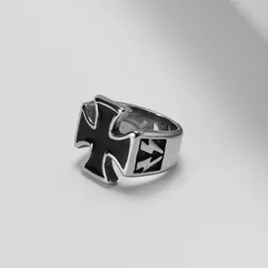 Stainless steel iron cross ring for men punk gothic fashion biker jewelry accessory