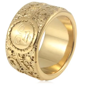 Vintage Titanstahl Sonne Mond Sterne Ring Für Herren Retro Relief Rebe Himmlischer Bandring Punk Westlicher Stil Schmuck Geschenk