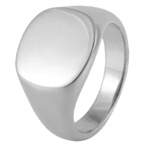 Bague chevalière lisse en acier inoxydable minimaliste bijoux polis unisexes mode