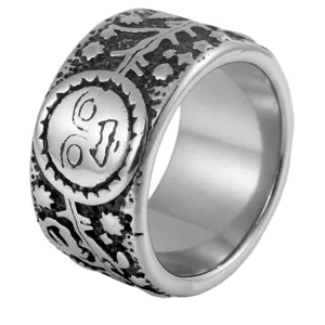 Vintage Sonne Mond Sterne Titanstahl Herren Ring retro Himmelskörper Band Schmuck Accessoire