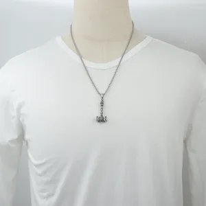 Men's retro titanium steel hammer pendant necklace, stylish vintage Nordic jewelry for daily wear.