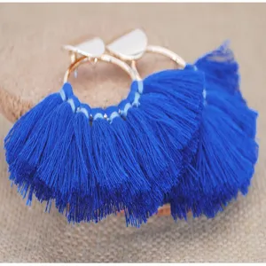 Orecchini con nappe blu donna lunghi pendenti stile boho moda gioielli accessori moda