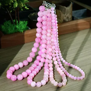 Natural Stone Kunzite Beaded Necklace For Women Round Purple Lavender Jade Bead Handmade Choker Fashion Jewelry Gift