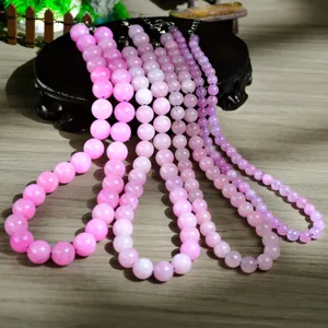 Natural gemstone pink purple bead necklaces choker multi strand crystal jewelry fashion accessory