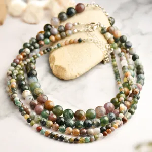 Vintage indische Achat Perlen mehrlagige Halskette für Damen elegante handgemachte Kette