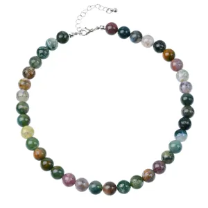 Vintage Indischer Achat Perlen Halskette Damen Bunte Edelstein Schlüsselbein Kette Schmuck