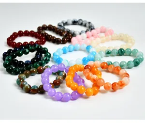 Bracciali con perline in pietra sintetica colorata da donna, gioielli elastici moda.