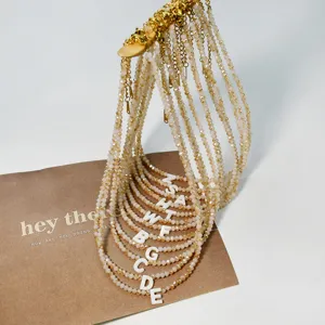 Collana girocollo con perline di cristallo e ciondolo lettera gioielli moda donna stile estivo