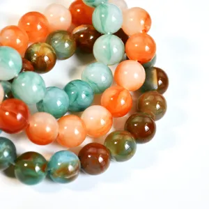 Bracciale di perle rotonde in giada sintetica, 12mm elastico accessorio di moda gioielli donna.