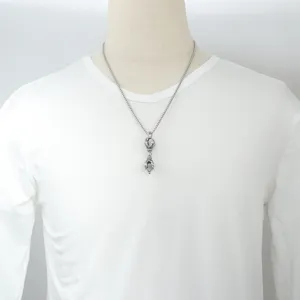 Stainless steel punk style vajra pillar pendant necklace fashion men jewelry detail view