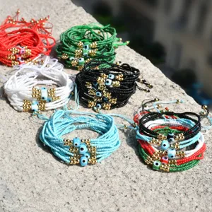 Pulseras multicapa hechas a mano con cuentas Miyuki mal de ojo joyas étnicas boho