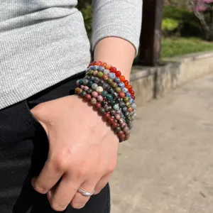 Vintage Maillard Stil gestapelte Edelstein Perlen Armbänder, 6mm Naturstein Schmuck für Damen.