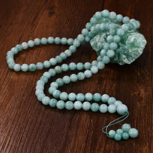 99 perle giada pietra lunga collana vintage preghiera rosario dettaglio verde perle
