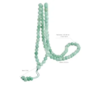 Collana lunga di perle in giada stile etnico retrò rosario preghiera con nappa e dettagli.