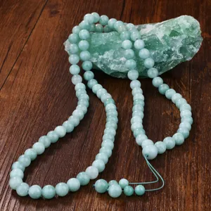 collana lunga rosario preghiera perle giada 99 stile etnico retro gioiello dettaglio