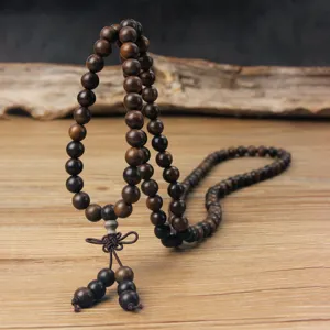Classic wooden 108 prayer beads bracelet, retro mala meditation hand string for men and women.