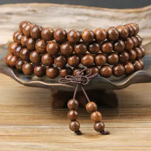 Vintage sandalwood prayer beads bracelet multi-layer wooden Buddhist bracelet zen gift