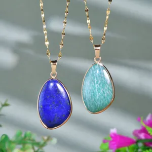 Prachtige druppel natuursteen hanger kettingen met gouden kettingen, elegante sieraden.