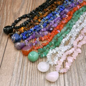 Natürlicher Edelstein Splitter Halskette mit Anhänger unregelmäßige Steine Schmuck