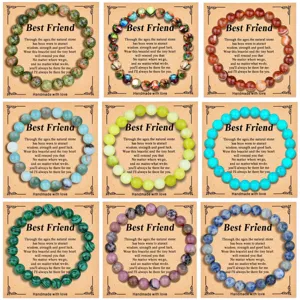 8mm bracciale di perle in pietra naturale donna agata cristallo elastico con carta regalo