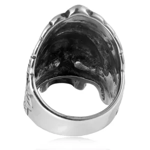 Vintage Edelstahl Gotik Totenkopf Ring für Herren, Antike Punk Biker Häuptling Schmuck.