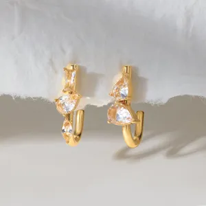 Pendientes de Botón de Circonia Geométricos en U para Mujer Acero Inoxidable Chapado en Oro Joyería de Circonia Resistente